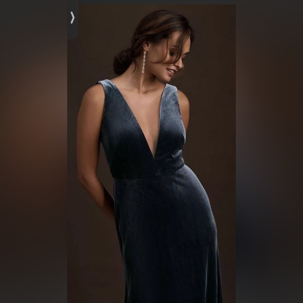 AnthropologieJenny Yoo Logan Deep-V Velvet Column Gown  size 10